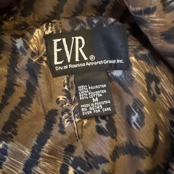 Vintage 90s EVR Leopard Print Jacket With Elastic Cuffs & Hem Size Large - Picture 5 of 6